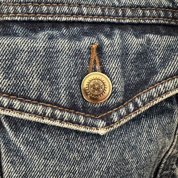 Vintage Dunbrooke Mens Certified Leather Brown Collar Denim Jean Jacket Size XL - Picture 5 of 8